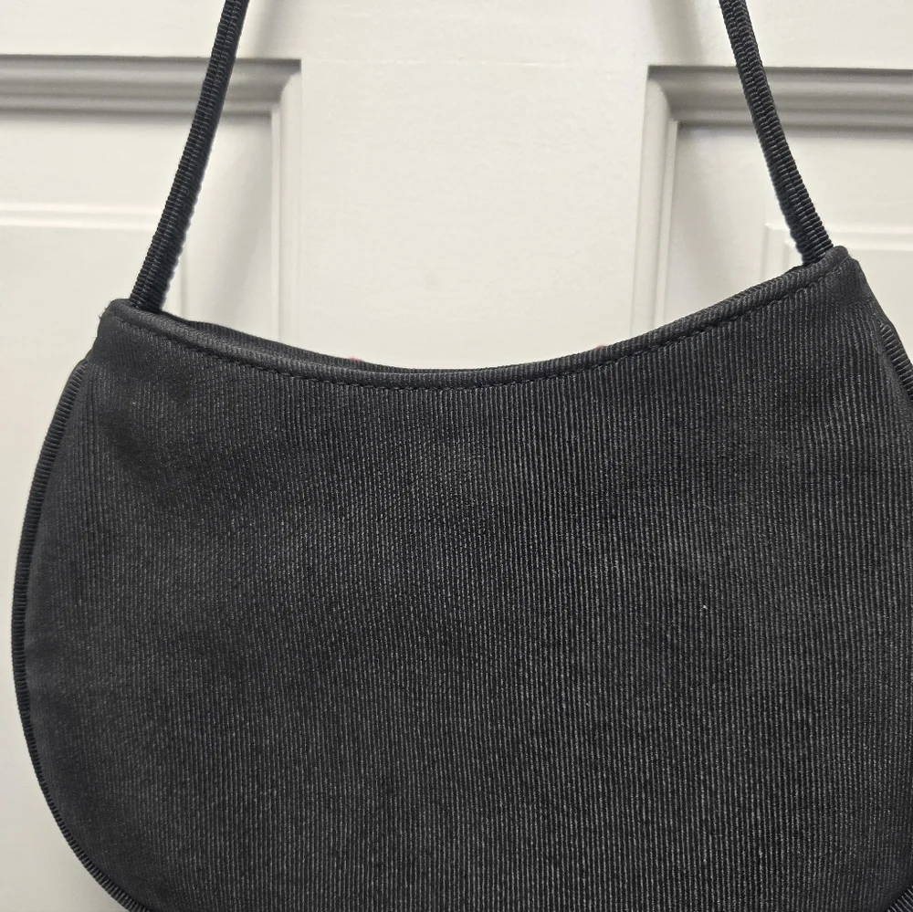 Black Embroidered & Sequin Patch Shoulder Bag
